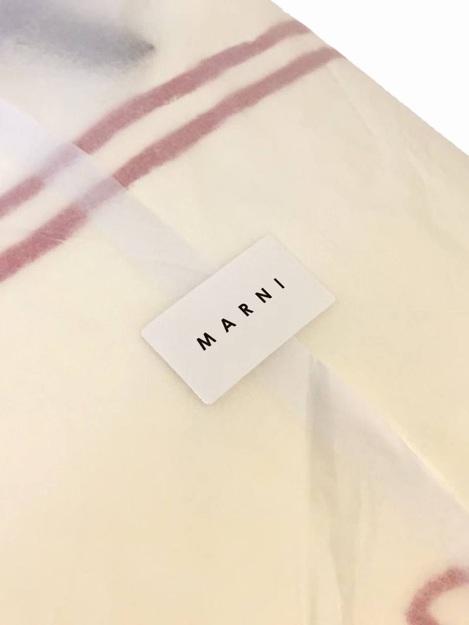 MARNI Beige Logo Print PVC Tote Bag