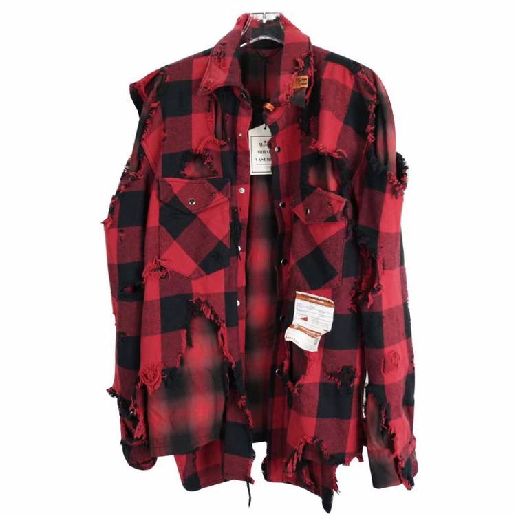 Maison Mihara Yasuhiro Distressed Plaid Shirt
