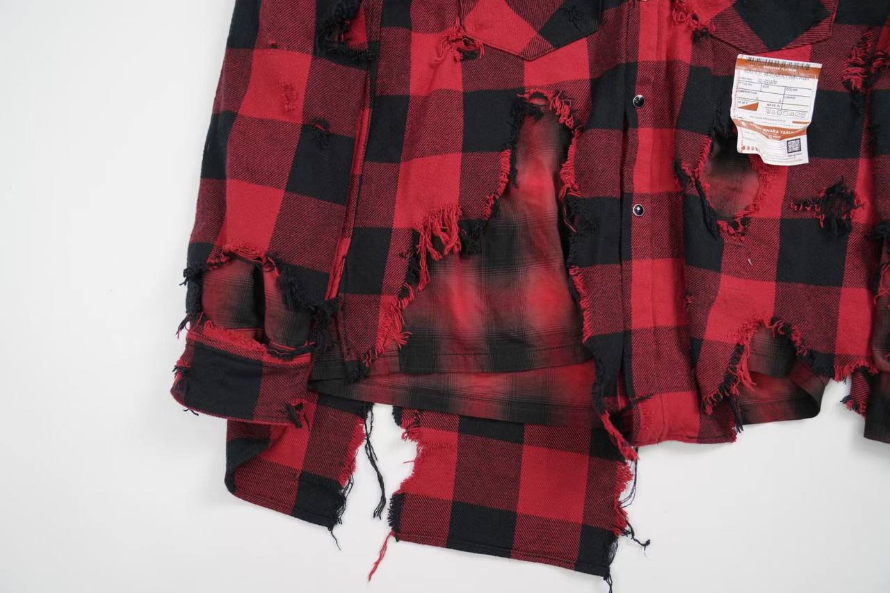 Maison Mihara Yasuhiro Distressed Plaid Shirt