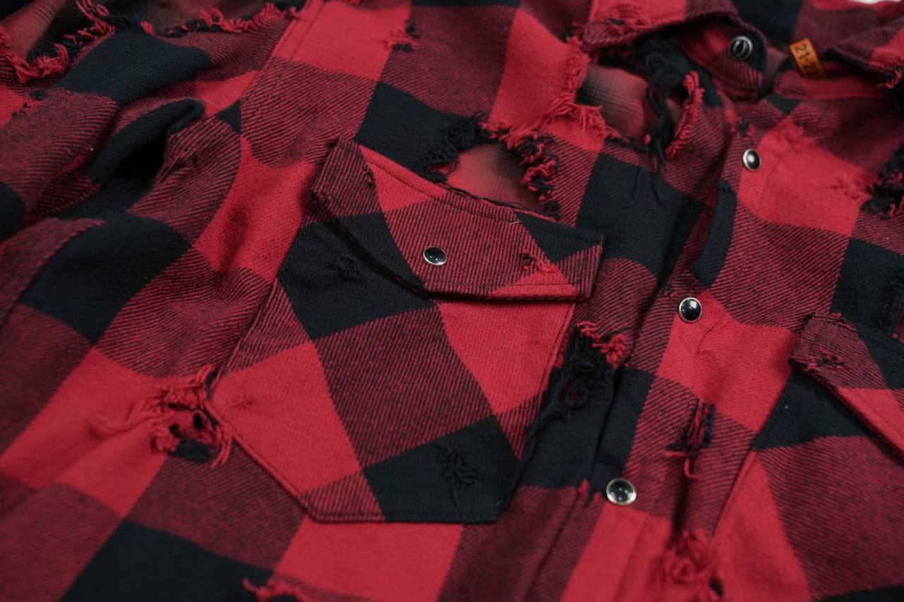Maison Mihara Yasuhiro Distressed Plaid Shirt