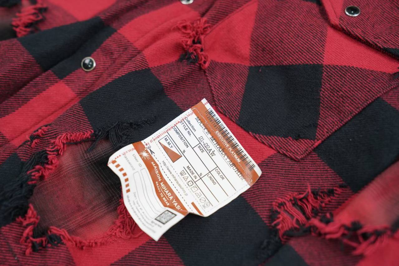Maison Mihara Yasuhiro Distressed Plaid Shirt