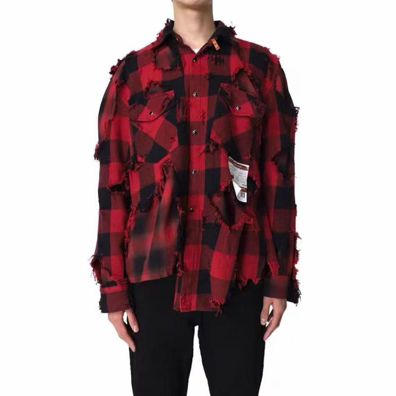 Maison Mihara Yasuhiro Distressed Plaid Shirt