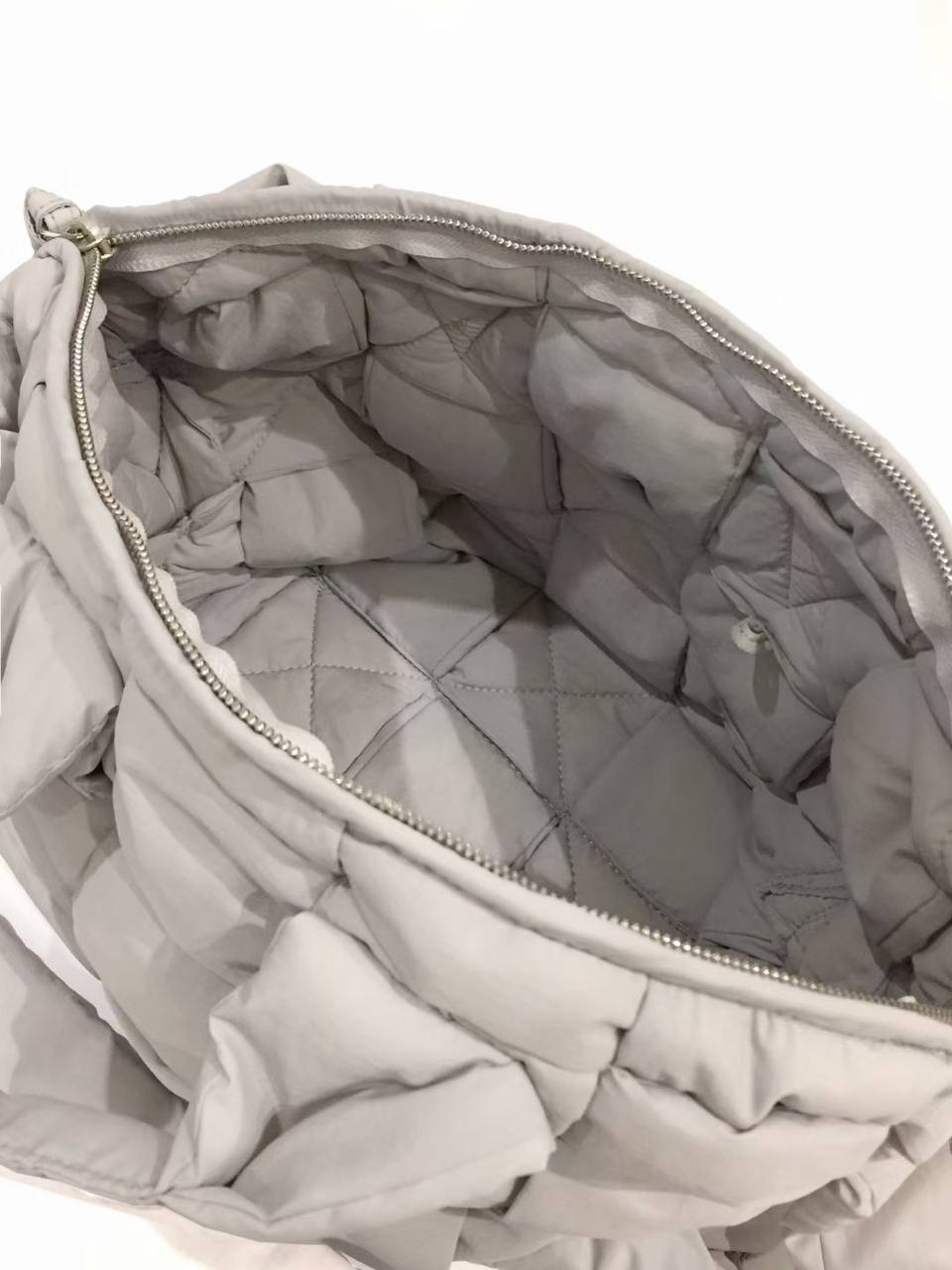 BOTTEGA VENETA Padded Intrecciato Briefcase Gray Bag