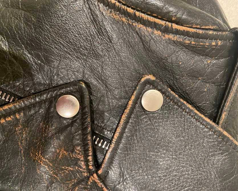 SAINT LAUREN Leather Biker Jacket With Multicolor Patches