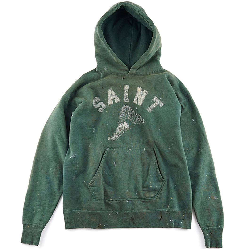 READYMADE x SAINT MICHAEL Green Distressed Hoodie