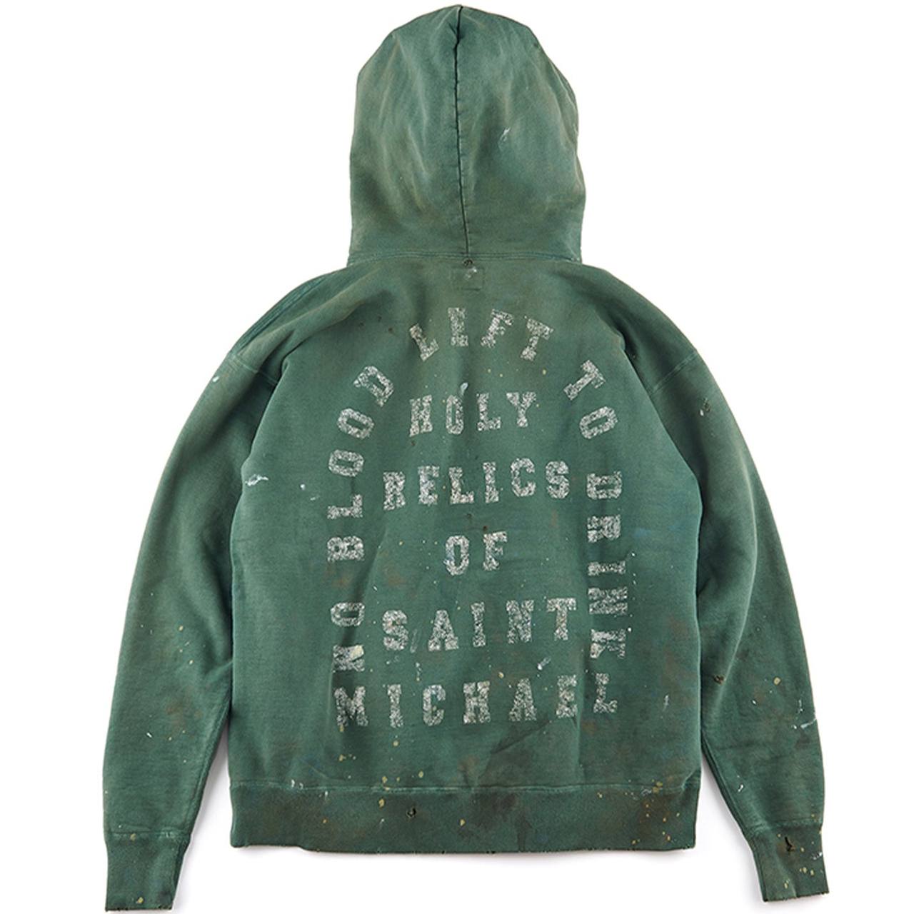 READYMADE x SAINT MICHAEL Green Distressed Hoodie
