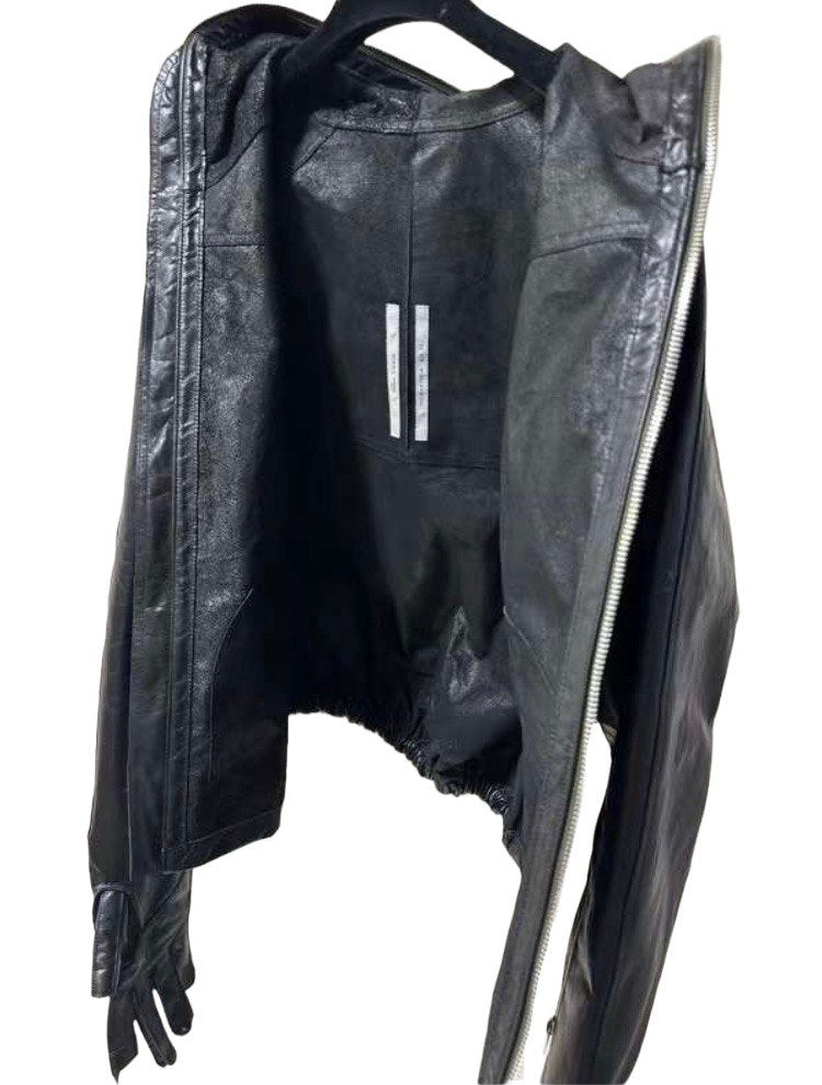 RICK OWENS Glove Leather Hooded Jacket