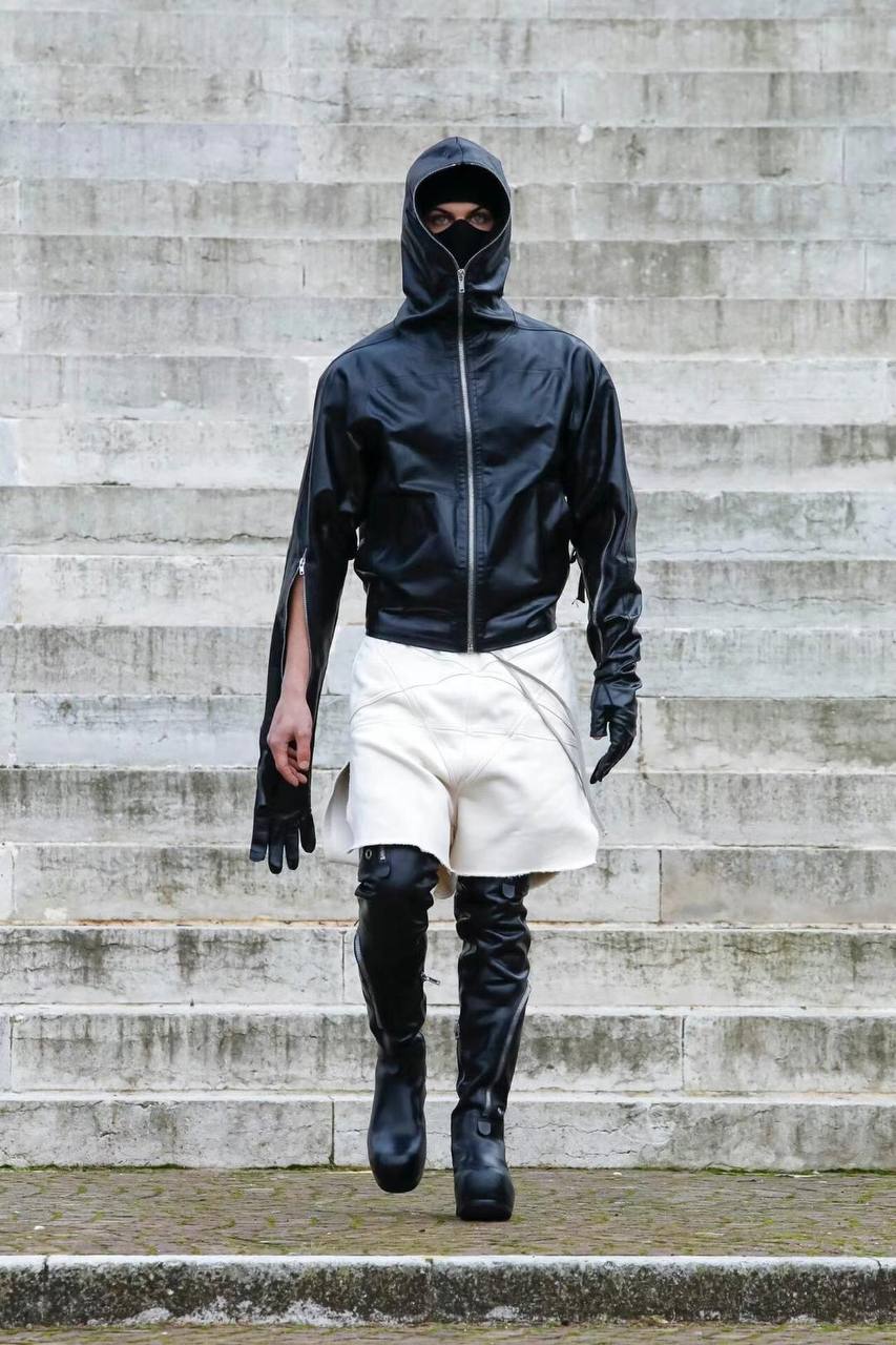RICK OWENS Glove Leather Hooded Jacket
