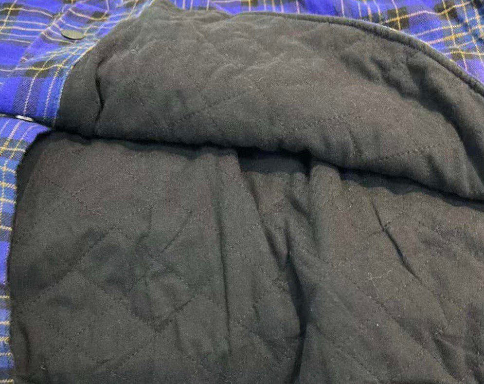 BALENCIAGA Bleached Purple Blue Padded Flannel Hood Shirt