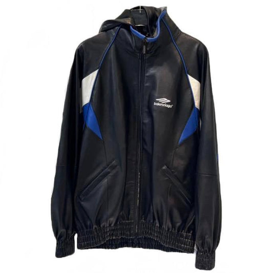 BALENCIAGA 3B Sports Icon Oversized Leather Tracksuit Jacket