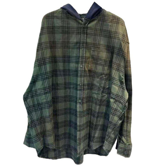 BALENCIAGA  Hooded Distressed Flannel Shirt