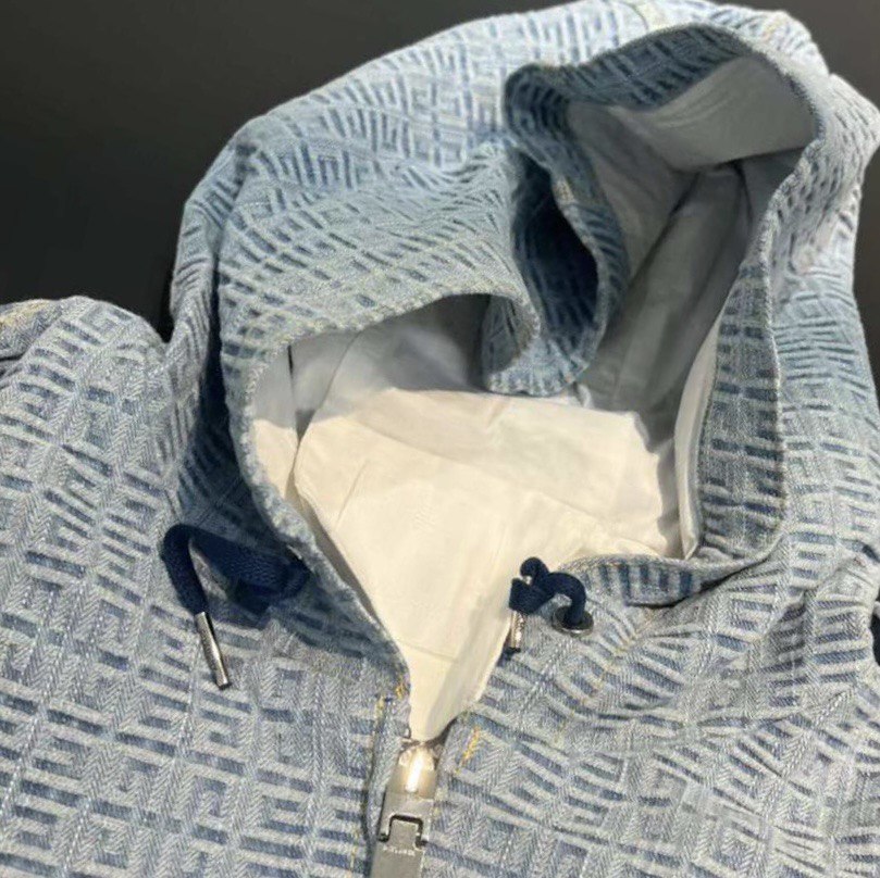 GIVENCHY 4G Monogram Denim Zip Up Hoodie