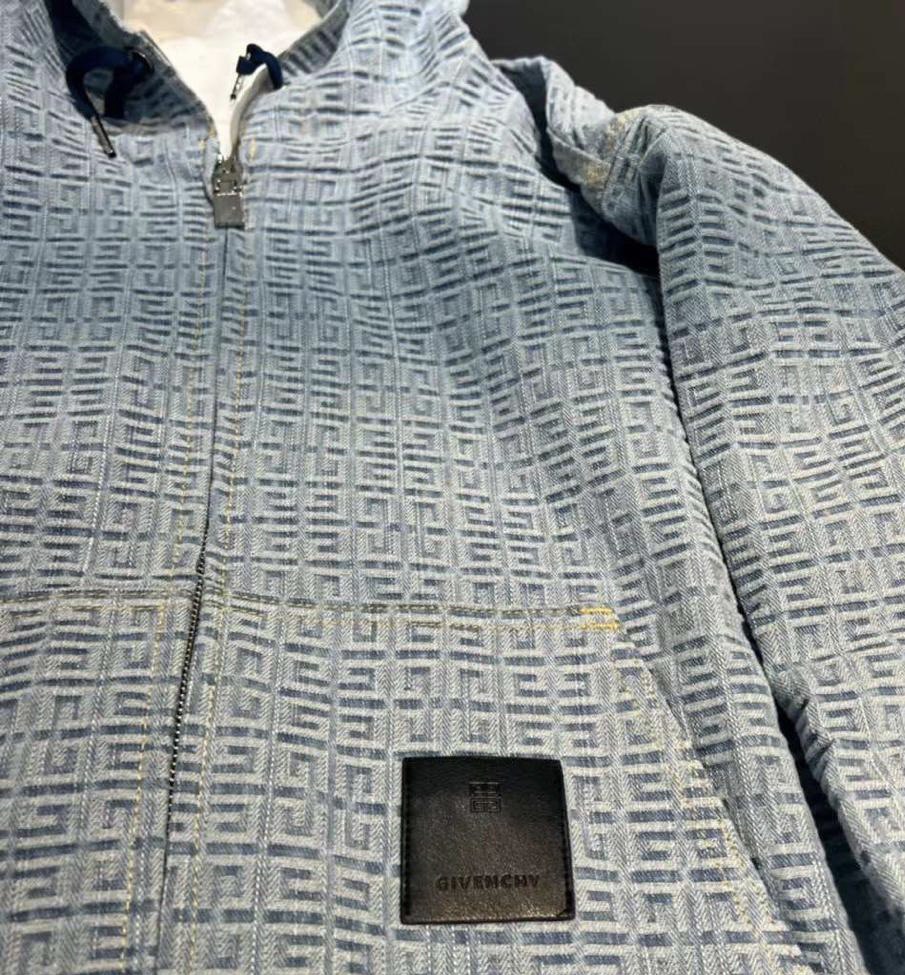 GIVENCHY 4G Monogram Denim Zip Up Hoodie