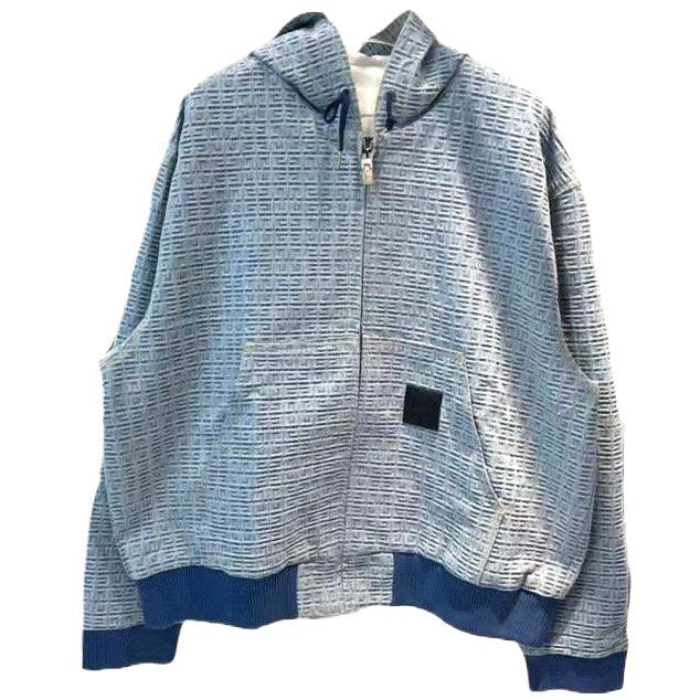 GIVENCHY 4G Monogram Denim Zip Up Hoodie