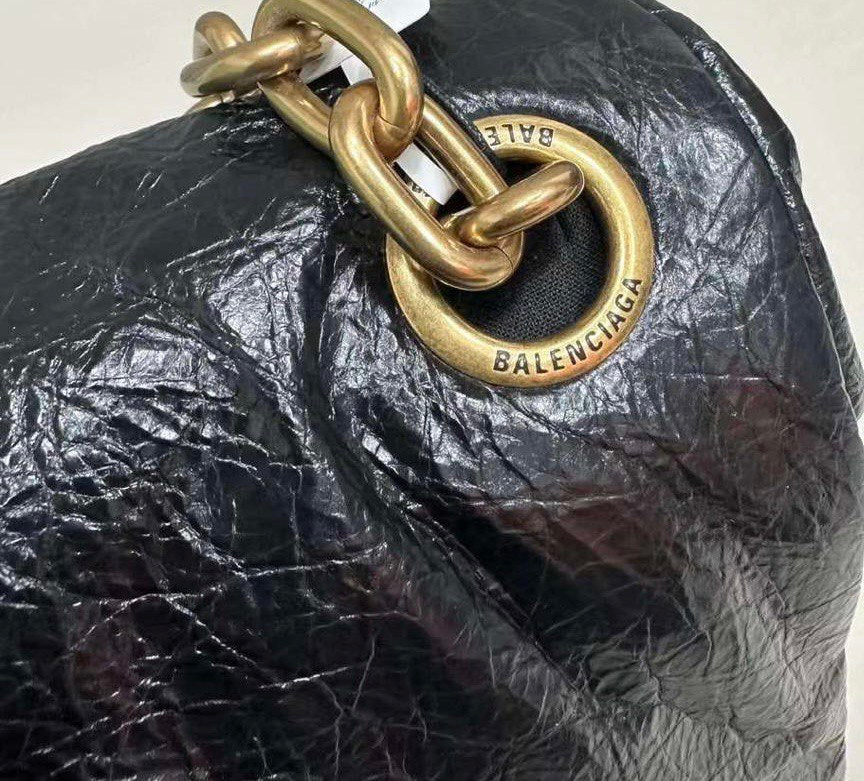 BALENCIAGA Monaco Medium Black Leather Shoulder Bag