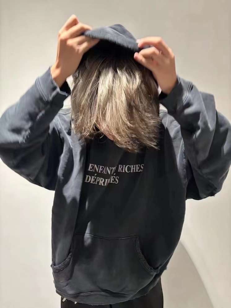 ENFANTS RICHES DÉPRIMÉS Black Distressed Hoodie