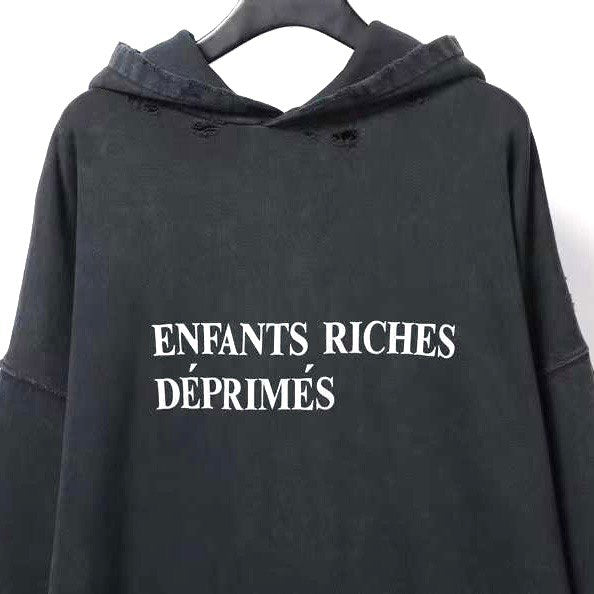 ENFANTS RICHES DÉPRIMÉS Black Distressed Hoodie