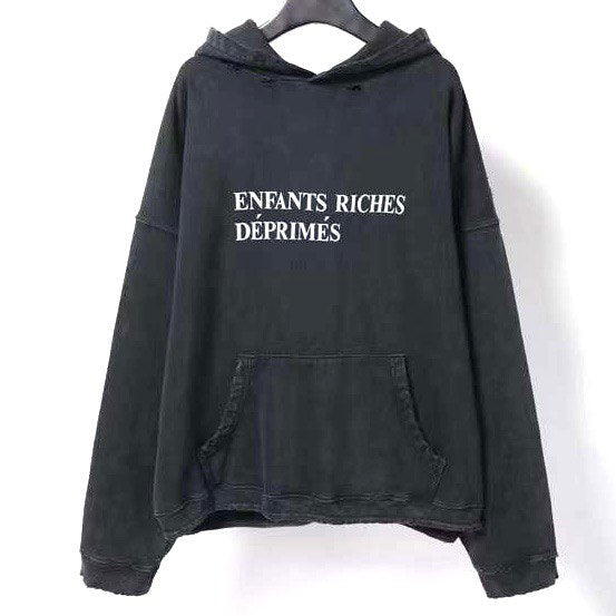 ENFANTS RICHES DÉPRIMÉS Black Distressed Hoodie