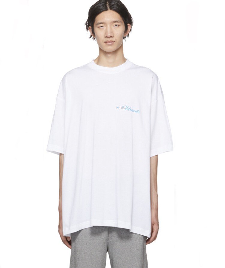 VETEMENTS Oversized Logo Print Cotton Jersey T-Shirt White