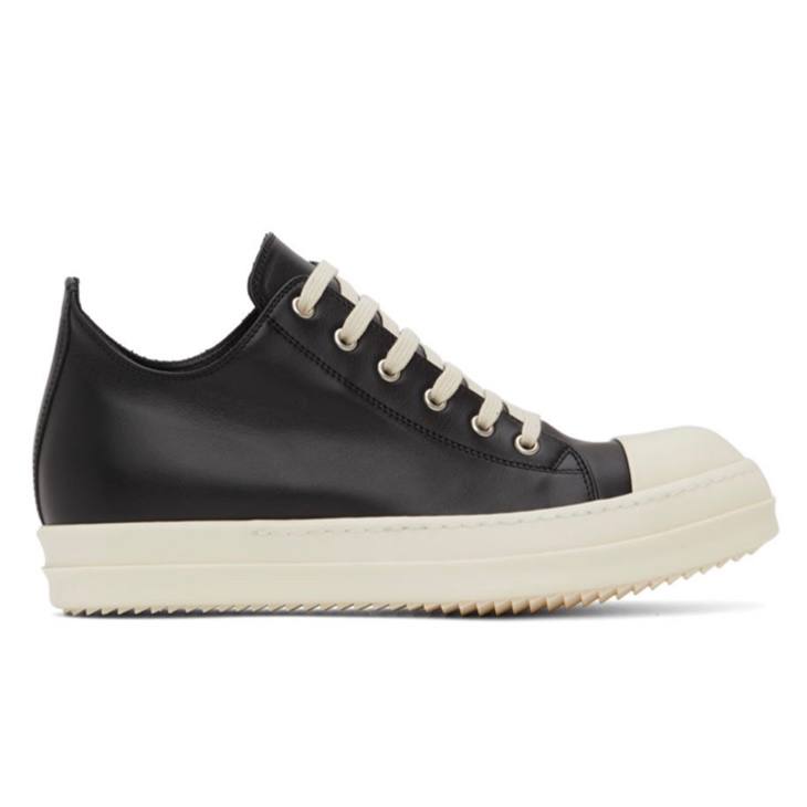 RICK OWENS Black Calfskin Low Sneakers