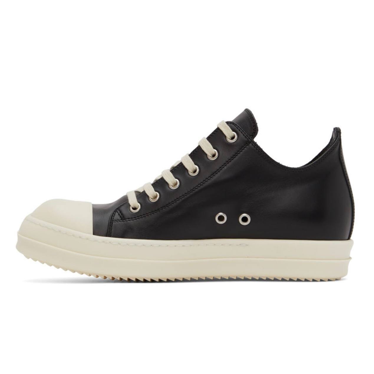 RICK OWENS Black Calfskin Low Sneakers