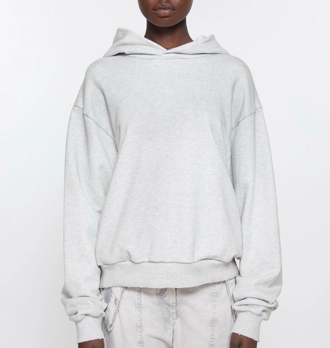 ACNE STUDIOS Stockholm Oversize Distressed Graphic Hoodie In Light Grey