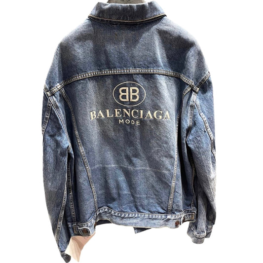 BALENCIAGA BB Mode Denim Jacket Light Blue