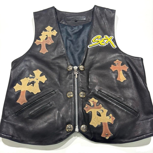 Chrome Hearts Matty Boy Sex Records Leather ZipUp Vest