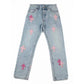 CHROME HEARTS Blue Jeans With Pink Crosses