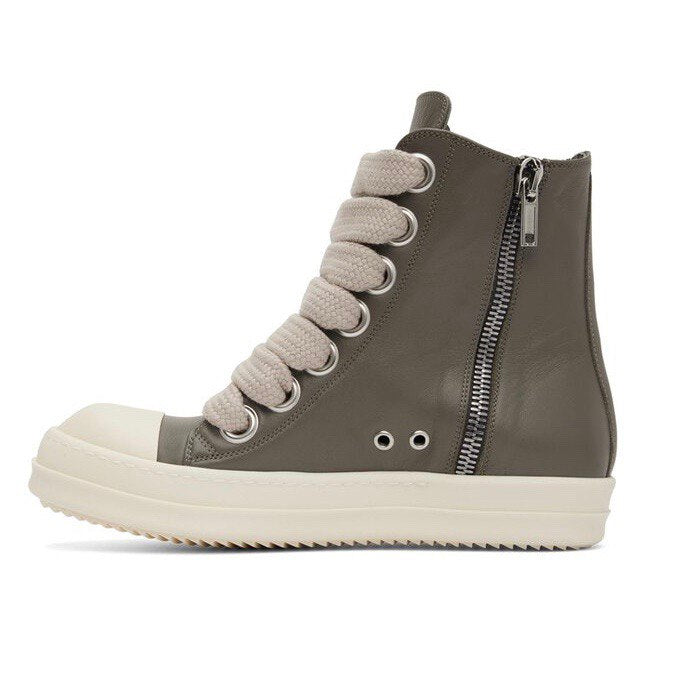 RICK OWENS  Khaki Leather Sneakers