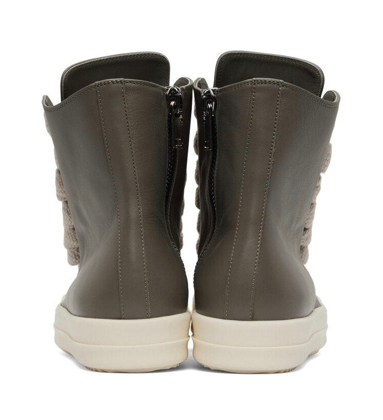 RICK OWENS  Khaki Leather Sneakers