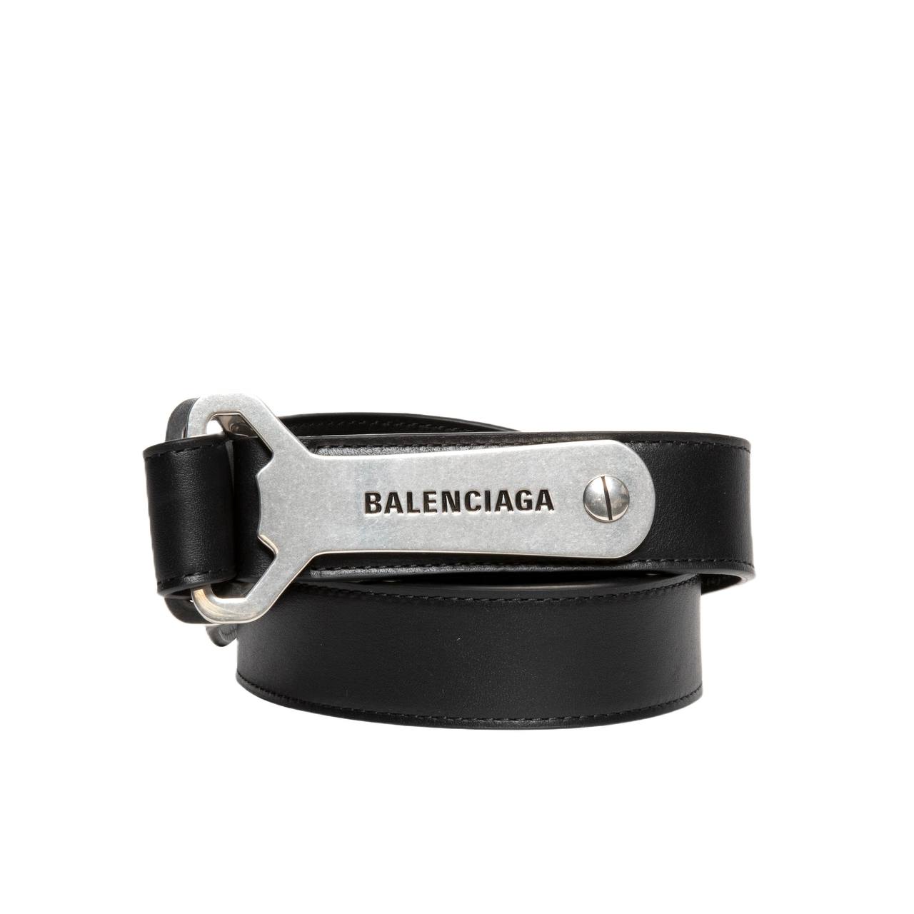 BALENCIAGA Bottle Opener D-ring Leather Belt