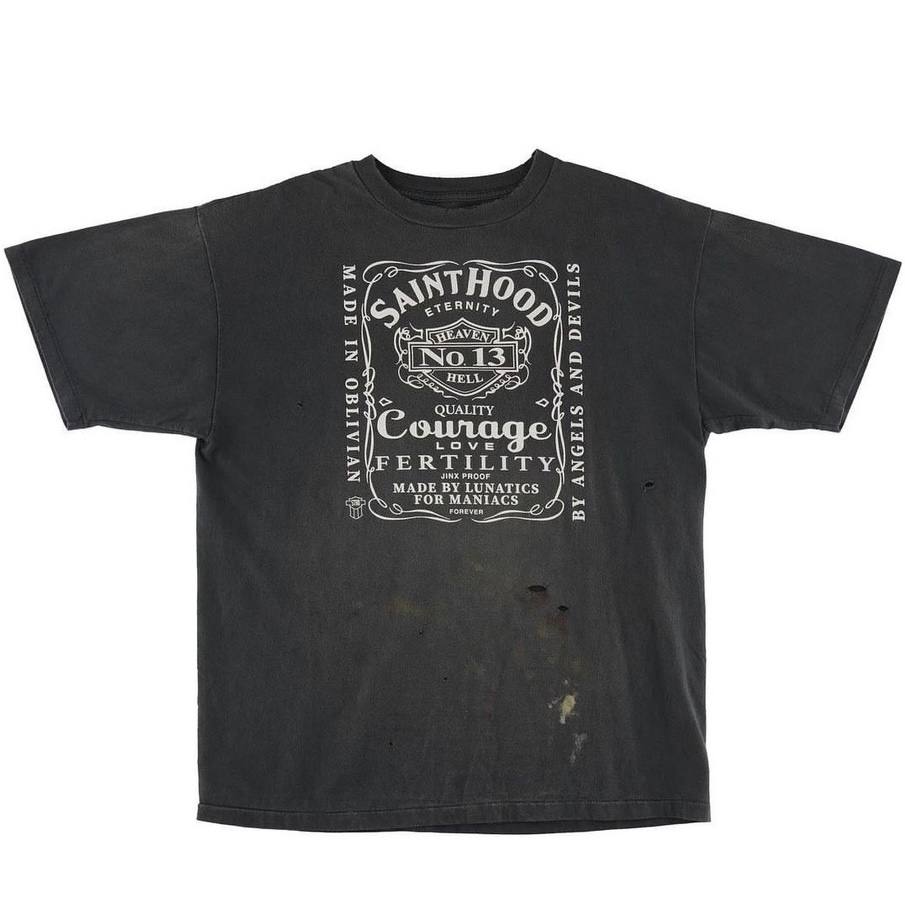 SAINT MICHAEL & NEIGHBORHOOD Distressed Printed Cotton-Jersey T-Shirt