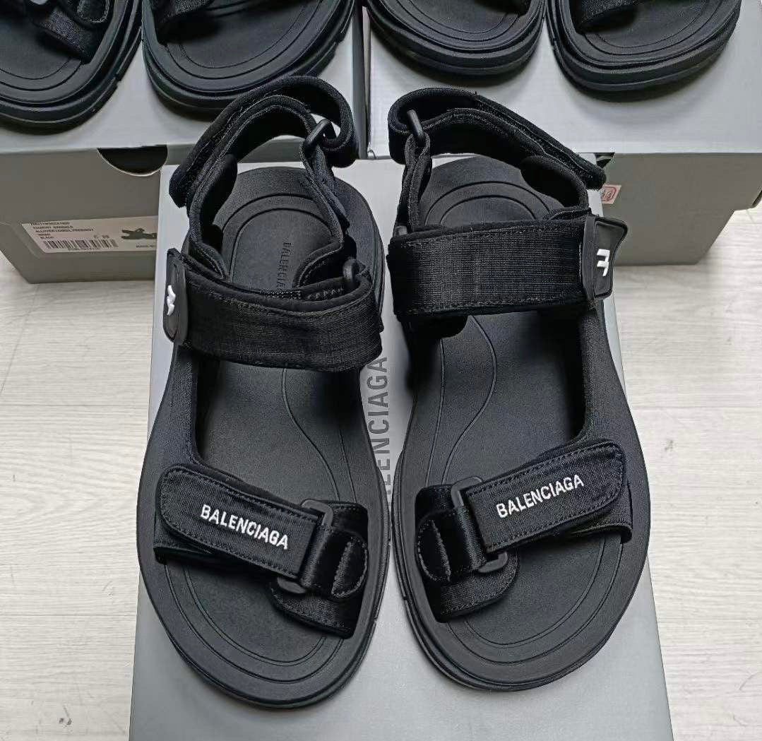 BALENCIAGA Tourist Logo Touch Strap Sandals