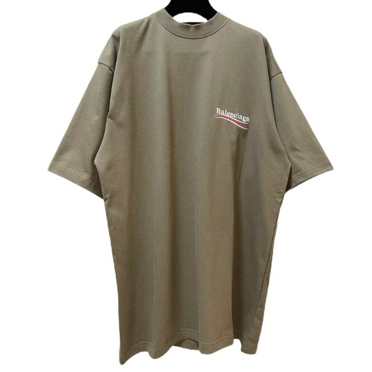 BALENCIAGA Logo-embroidered Cotton-jersey Khaki T-shirt