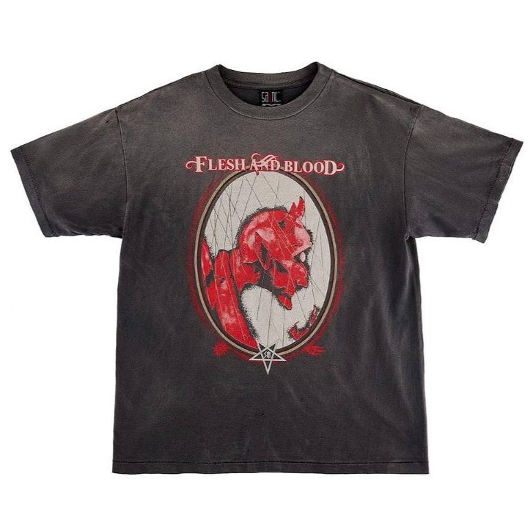 SAINT MICHAEL Black Devil Short Sleeve T-shirt