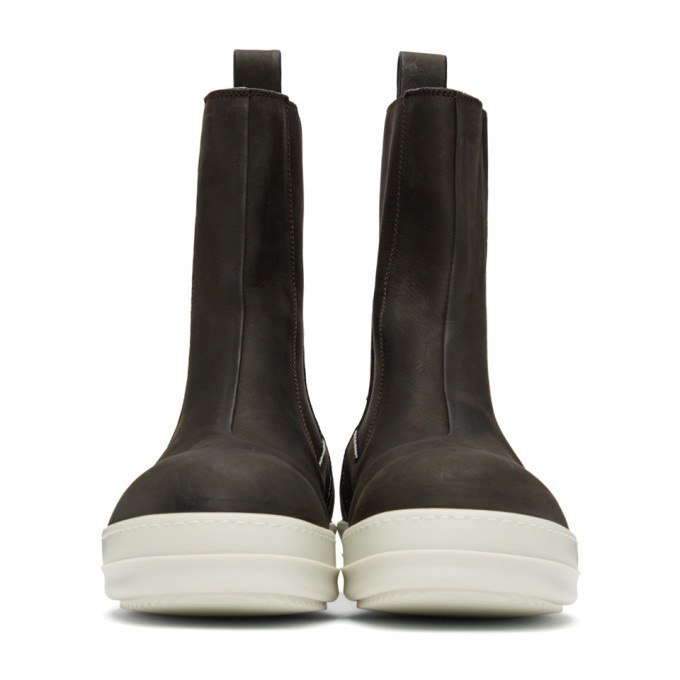 RICK OWENS Brown Bozo Chelsea Boots