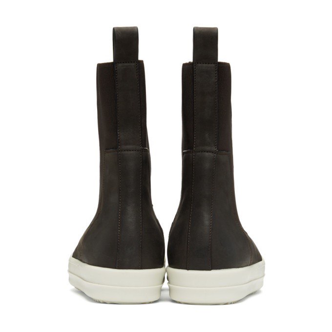 RICK OWENS Brown Bozo Chelsea Boots