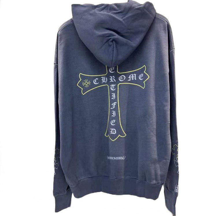 CHROME HEARTS x DRAKE Certified Chrome Hand Dyed Hoodie Washed Blue (Miami Exclusive)