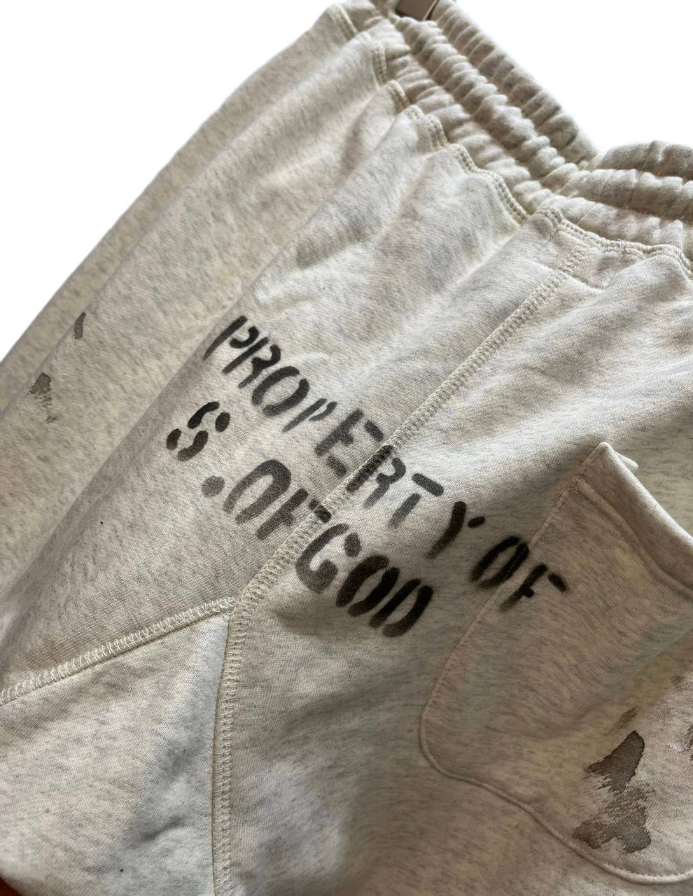 SAINT MICHAEL Logo Distressed Cotton Sweatpants - Grey,Multi