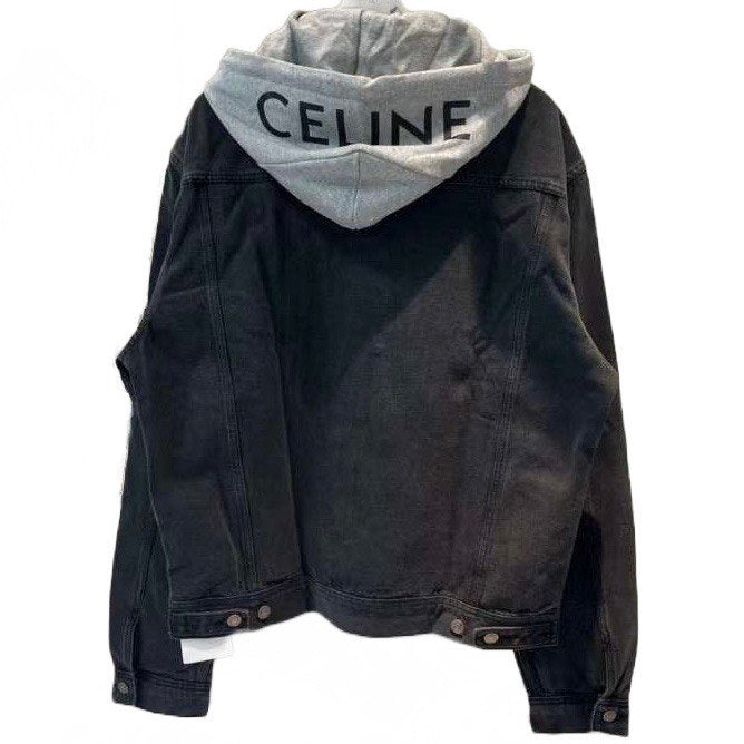 CELINE Trucker Jacket In Charcoal Wash Denim