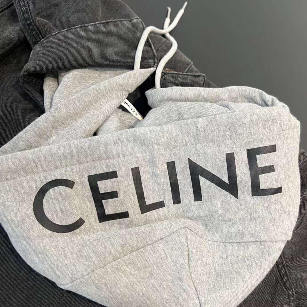 CELINE Trucker Jacket In Charcoal Wash Denim