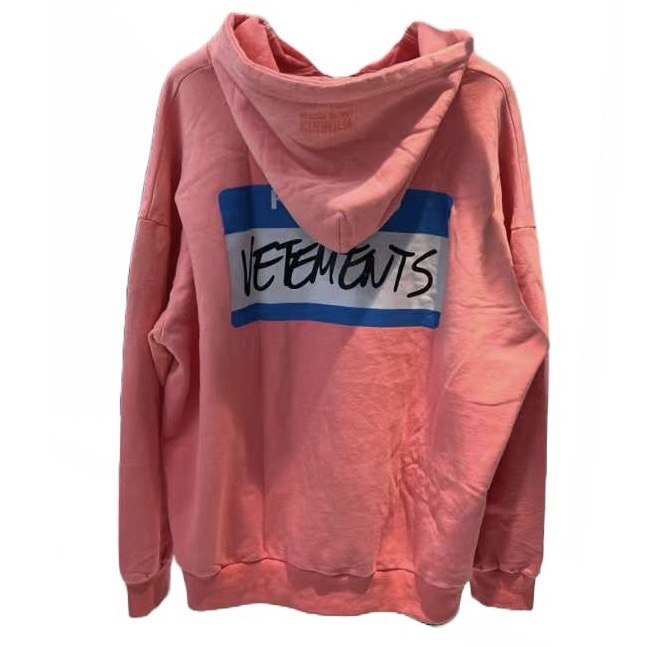 VETEMENTS "My Name Is VETEMENTS" Pink Faded Zip-Up Hoodie