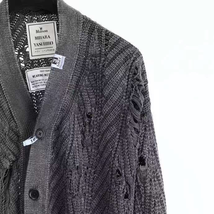 MAISON MIHARA YASUHIRO Rib Knit Distressing Cardigan