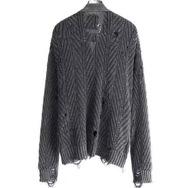 MAISON MIHARA YASUHIRO Rib Knit Distressing Cardigan