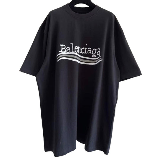 BALENCIAGA  Black Oversize T Shirt With Logo