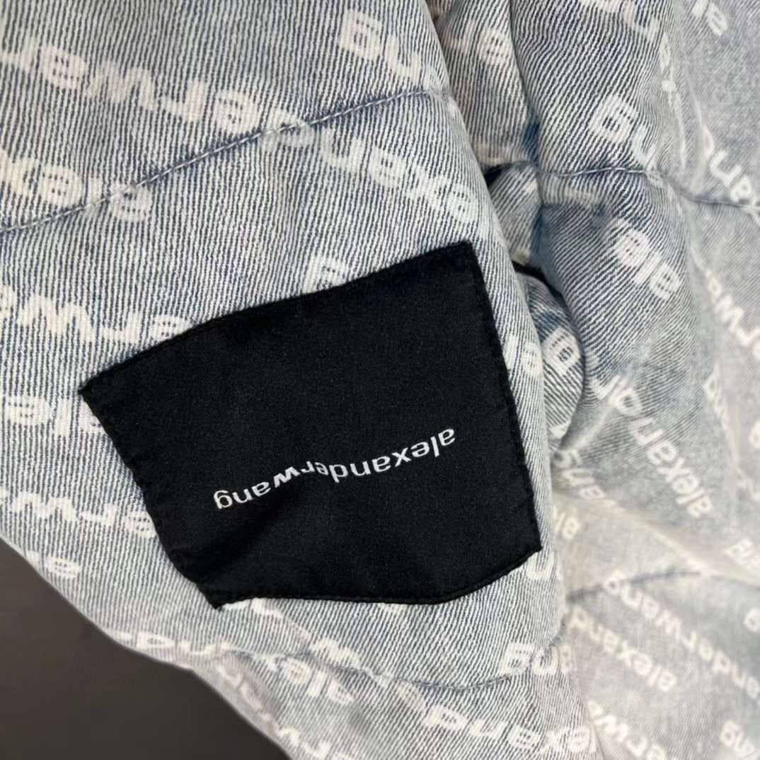 ALEXANDER WANG Blue Denim Logo Puffer Jacket