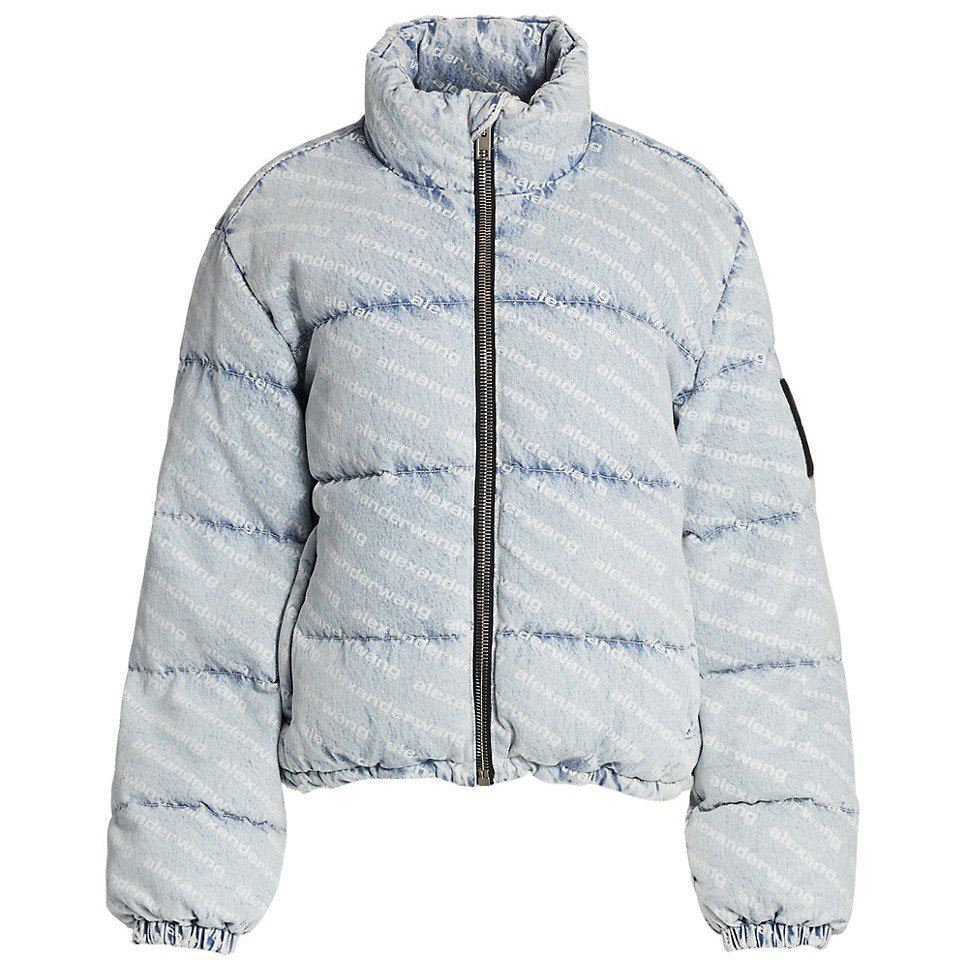 ALEXANDER WANG Blue Denim Logo Puffer Jacket