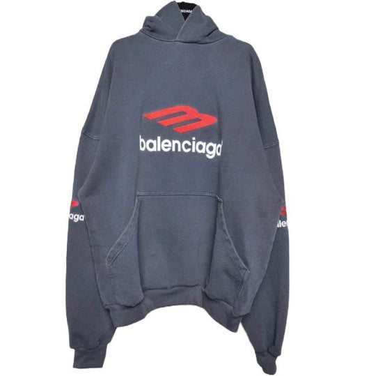 BALENCIAGA 3B Sports Icon Oversized Hoodie In Black/Red/White