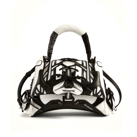 BALENCIAGA White & Black Small Sneakerhead Hourglass Bag